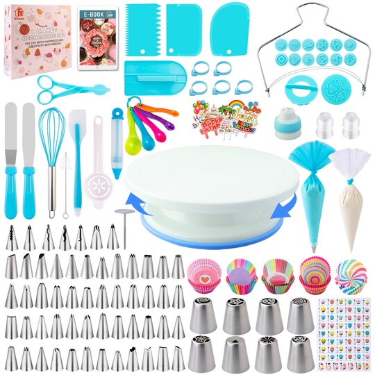 Cake Decorating Supplies Kit Tools 356pcs, Nifogo Baking Accessories with Cake Turntable, Pastry Piping Bag, Piping Icing Tips for Beginners | Michaels Cake Decorating Supplies Kit Tools 356pcs, Nifogo Baking Accessories with Cake Turntable, Pastry Piping Bag, Piping Icing Tips for Beginners | Michaels